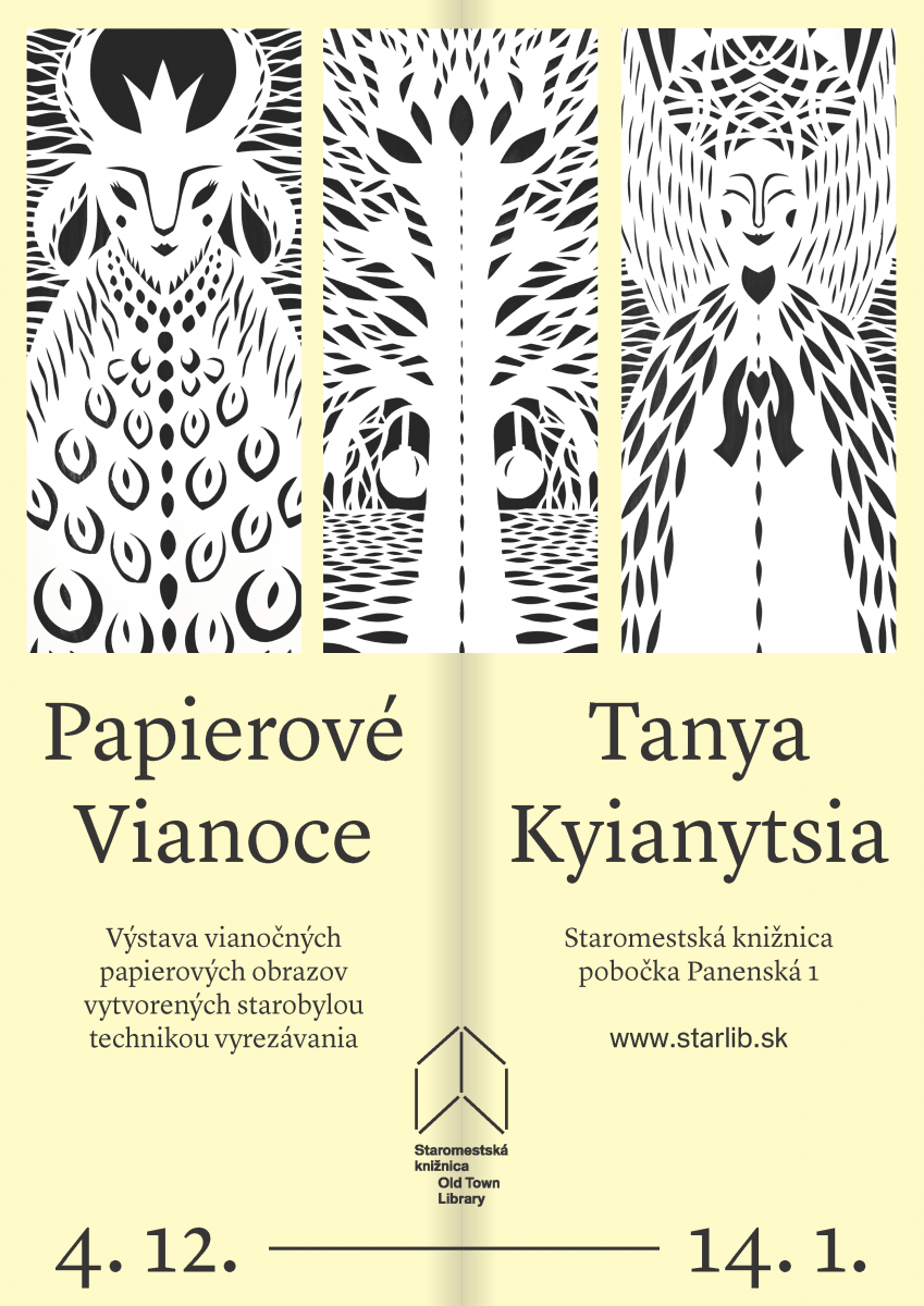 V Staromestskej knižnici na Panenskej 1 prebieha výstava ukrajinskej umelkyne Tanyi Kyianytsy Papierové Vianoce II.  do 14.1.2024