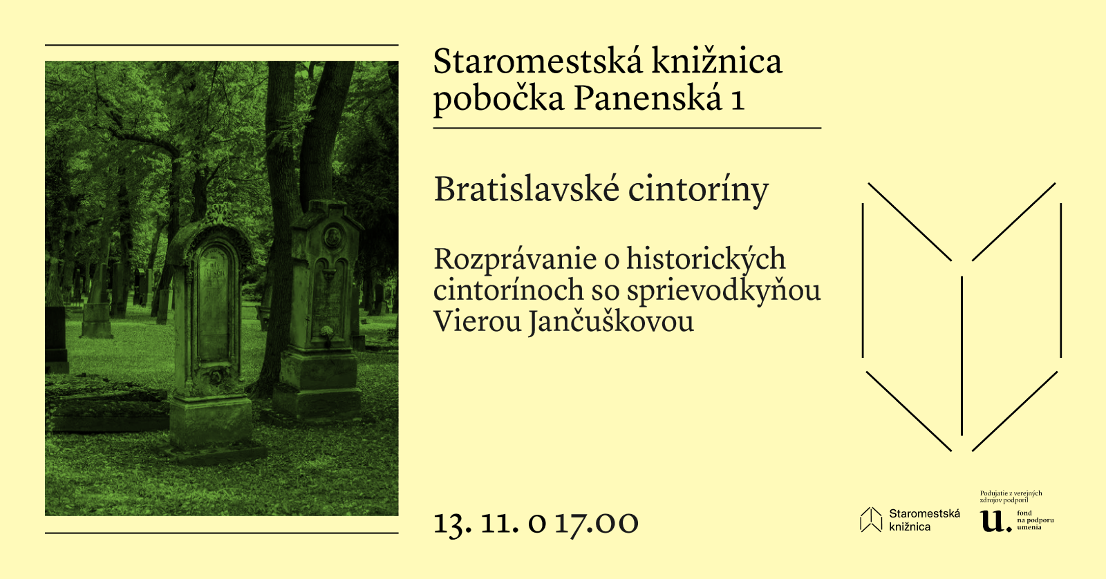 Bratislavské cintoríny s Vierou Jančuškovou 13. novembra o 17.00 v Staromestskej knižnici na Panenskej 1