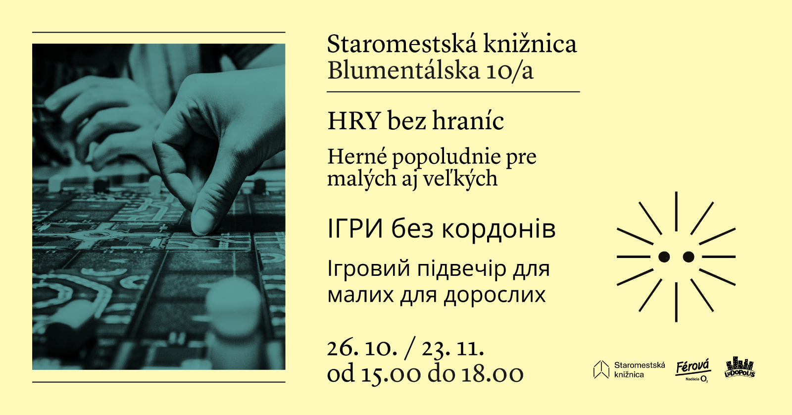 Herné popoludnie pre deti - štvrtok 26. októbra od 15.00 do 18.00 v Staromestskej knižnici na Blumentálskej 10/a