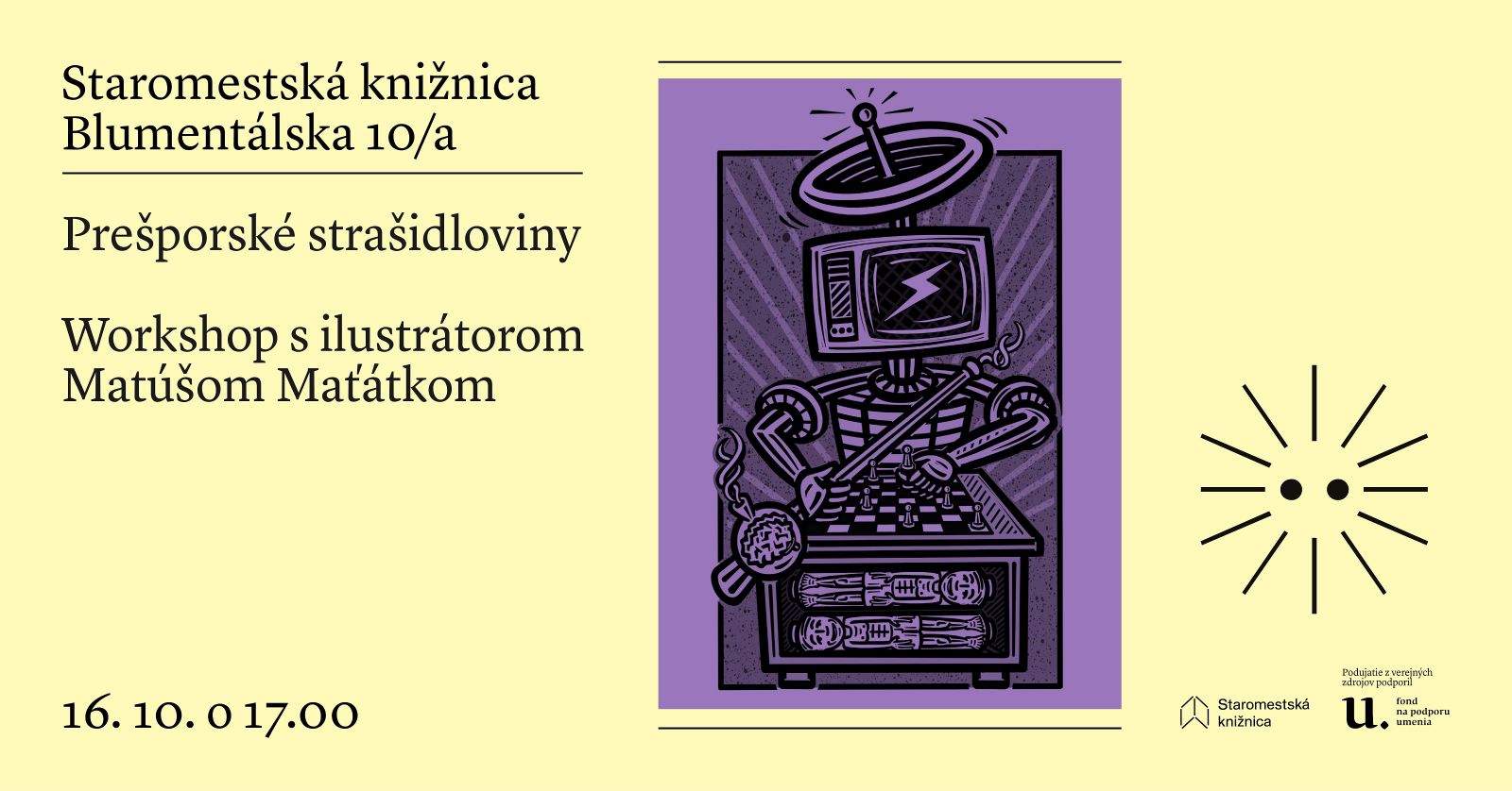 Prešporské strašidloviny - workshop pre deti s ilustrátorom Matúšom Maťátkom v pondelok 16. októbra o 17.00 v Staromestskej knižnici na Blumentálskej 10/a